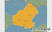 Political 3D Map of Pakruojo, semi-desaturated