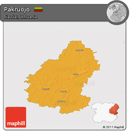 Political 3D Map of Pakruojo, single color outside