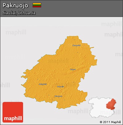 Political 3D Map of Pakruojo, single color outside