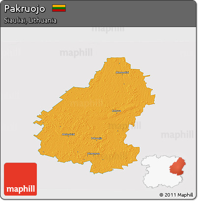 Political 3D Map of Pakruojo, single color outside