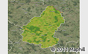 Satellite 3D Map of Pakruojo, semi-desaturated