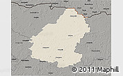 Shaded Relief 3D Map of Pakruojo, darken, semi-desaturated