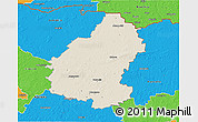 Shaded Relief 3D Map of Pakruojo, political outside