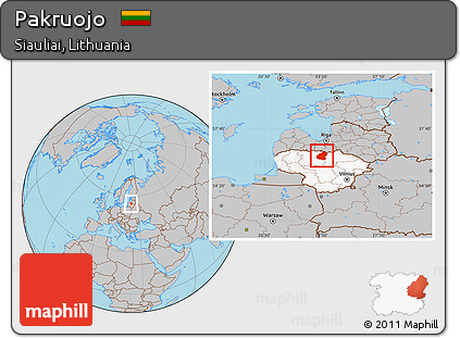 Gray Location Map of Pakruojo, highlighted country