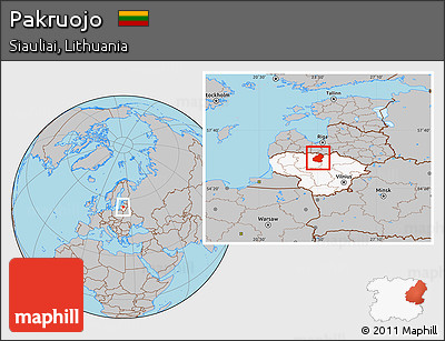 Gray Location Map of Pakruojo, highlighted country
