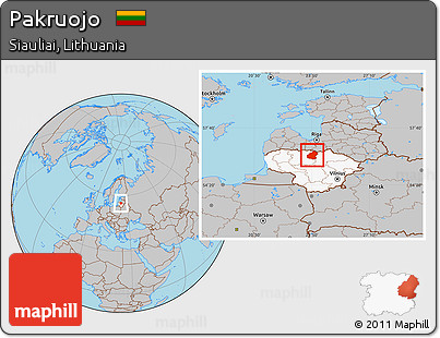 Gray Location Map of Pakruojo, highlighted country