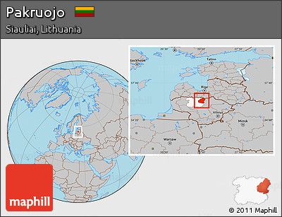 Gray Location Map of Pakruojo, highlighted parent region