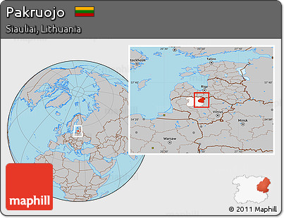 Gray Location Map of Pakruojo, highlighted parent region