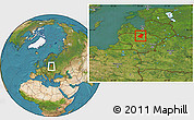 Satellite Location Map of Pakruojo, within the entire country