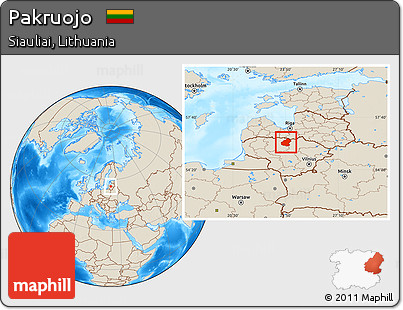 Shaded Relief Location Map of Pakruojo