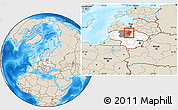 Shaded Relief Location Map of Pakruojo, highlighted country, highlighted parent region, within the entire country