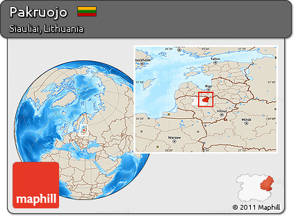 Shaded Relief Location Map of Pakruojo, highlighted parent region