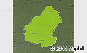Physical Map of Pakruojo, darken, semi-desaturated