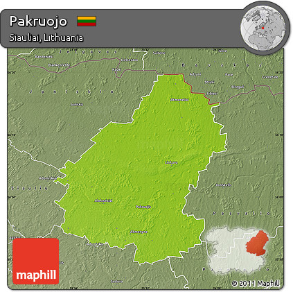 Physical Map of Pakruojo, semi-desaturated