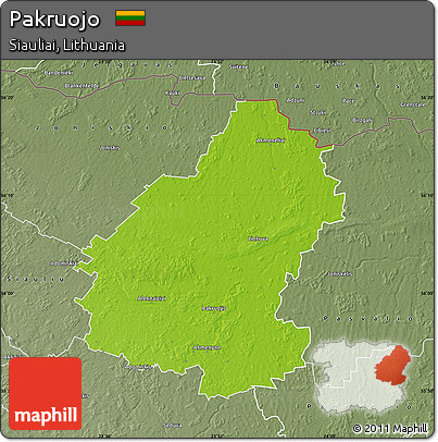 Physical Map of Pakruojo, semi-desaturated