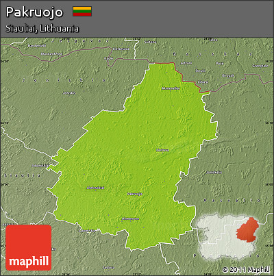 Physical Map of Pakruojo, semi-desaturated