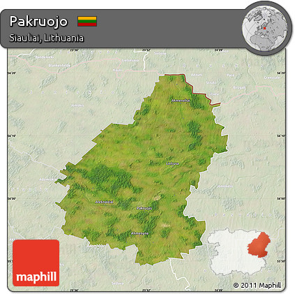 Satellite Map of Pakruojo, lighten