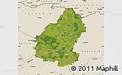 Satellite Map of Pakruojo, shaded relief outside