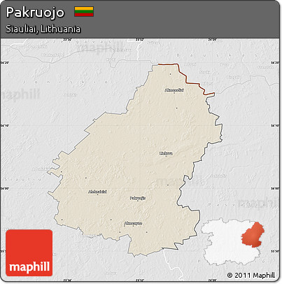 Shaded Relief Map of Pakruojo, lighten, desaturated