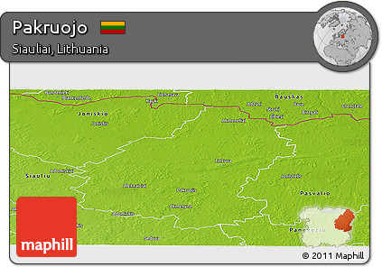 Physical Panoramic Map of Pakruojo