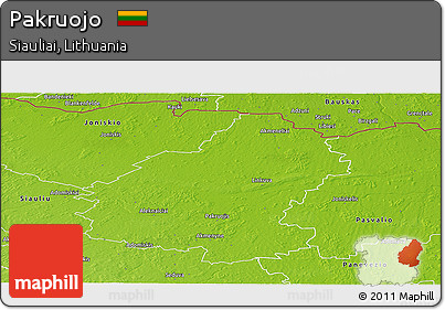 Physical Panoramic Map of Pakruojo