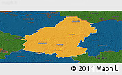 Political Panoramic Map of Pakruojo, darken