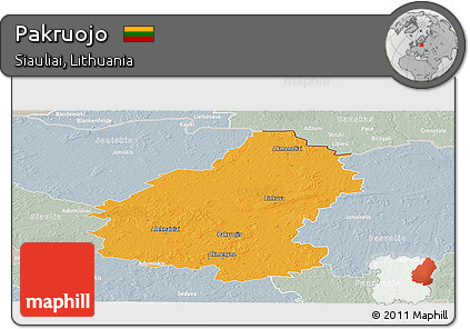 Political Panoramic Map of Pakruojo, lighten, semi-desaturated