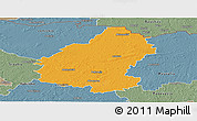 Political Panoramic Map of Pakruojo, semi-desaturated