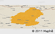 Political Panoramic Map of Pakruojo, shaded relief outside