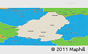 Shaded Relief Panoramic Map of Pakruojo, political outside