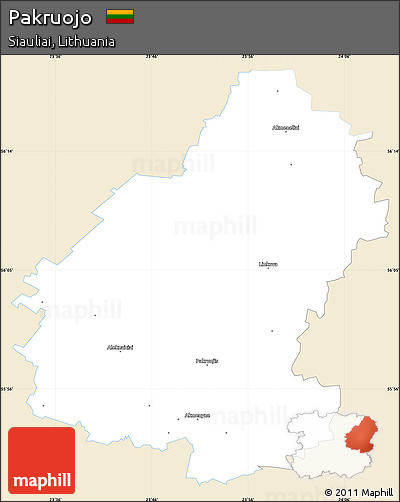Classic Style Simple Map of Pakruojo, single color outside