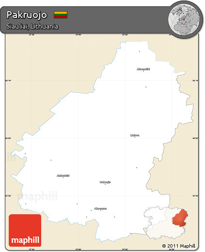 Classic Style Simple Map of Pakruojo, single color outside