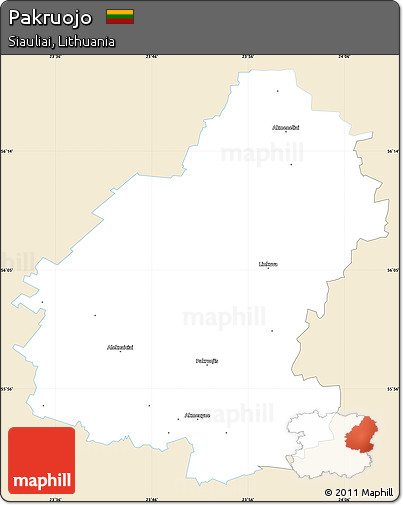 Classic Style Simple Map of Pakruojo, single color outside