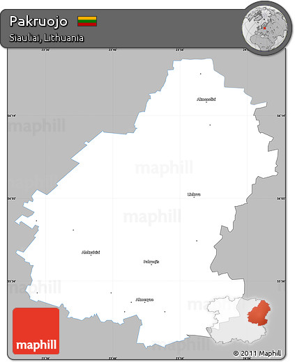 Gray Simple Map of Pakruojo, single color outside