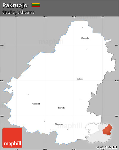 Gray Simple Map of Pakruojo, single color outside