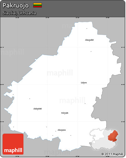 Gray Simple Map of Pakruojo, single color outside