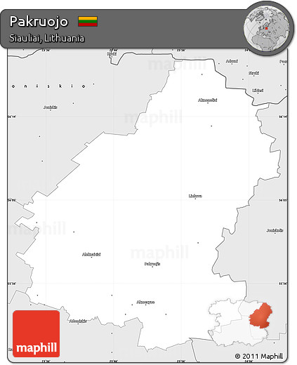 Silver Style Simple Map of Pakruojo