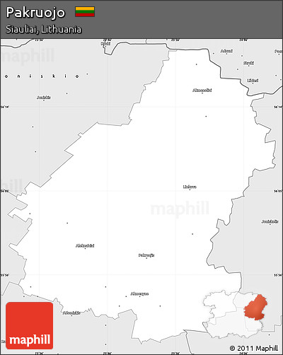 Silver Style Simple Map of Pakruojo