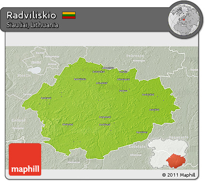 Physical 3D Map of Radviliskio, lighten, semi-desaturated
