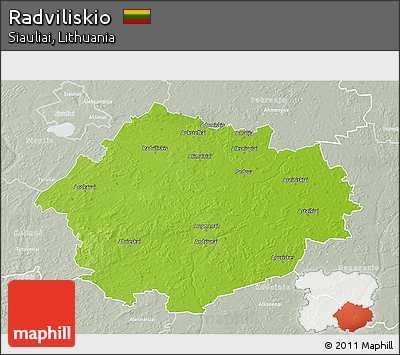 Physical 3D Map of Radviliskio, lighten, semi-desaturated