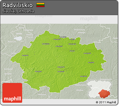 Physical 3D Map of Radviliskio, lighten, semi-desaturated