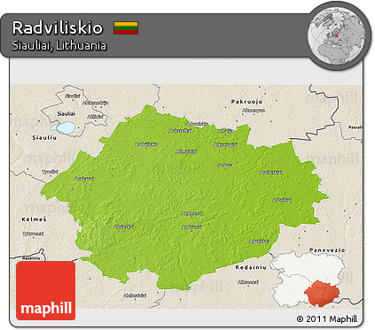 Physical 3D Map of Radviliskio, shaded relief outside