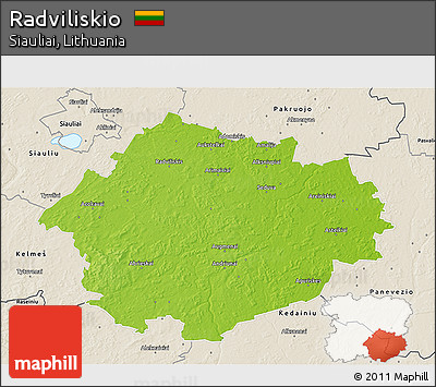 Physical 3D Map of Radviliskio, shaded relief outside
