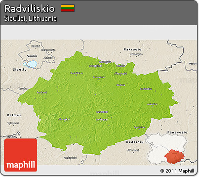 Physical 3D Map of Radviliskio, shaded relief outside