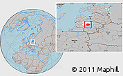 Gray Location Map of Radviliskio, highlighted parent region, within the entire country, hill shading