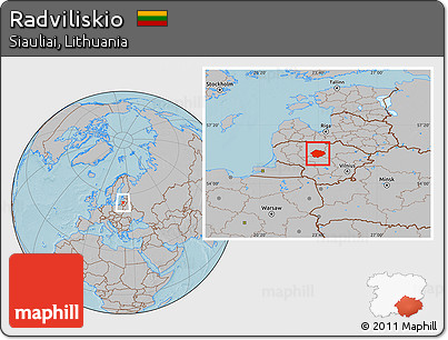 Gray Location Map of Radviliskio, hill shading