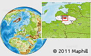 Physical Location Map of Radviliskio, highlighted country, highlighted parent region, within the entire country