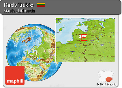 Physical Location Map of Radviliskio, highlighted parent region, within the entire country