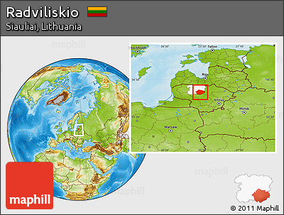 Physical Location Map of Radviliskio, highlighted parent region, within the entire country