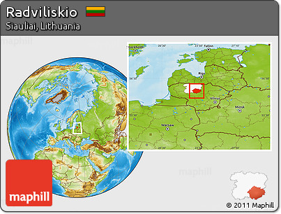 Physical Location Map of Radviliskio, highlighted parent region, within the entire country